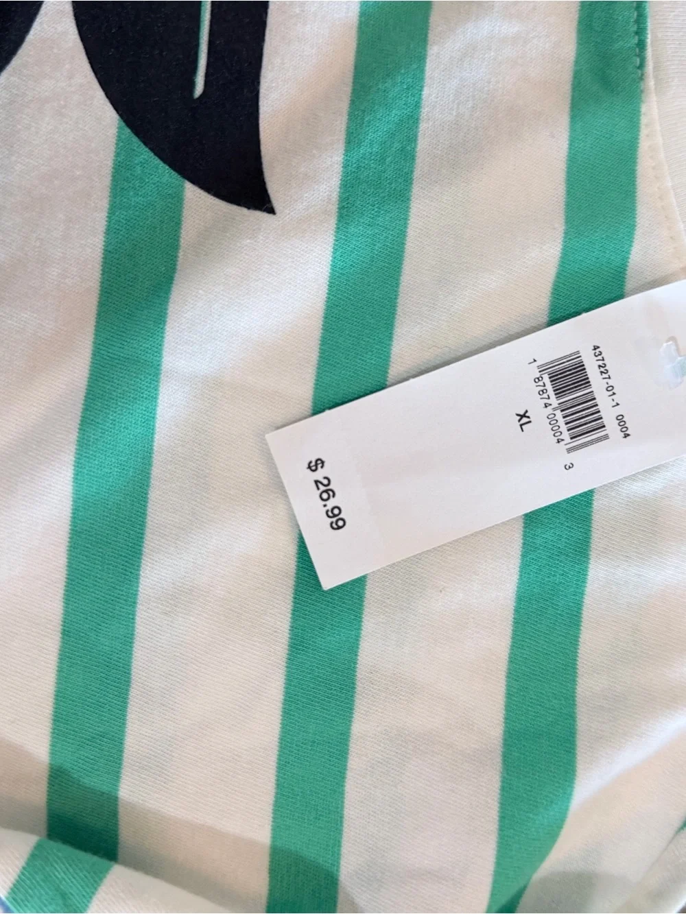 GAP Green Striped Cherry Sequin Long-Sleeve Top